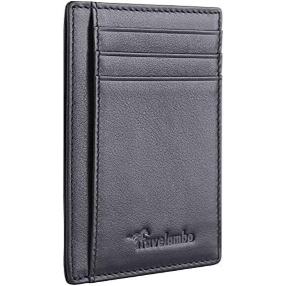 Mens Brown Front Pocket Minimalist Leather Slim Wallet RFID Blocking Medium Size